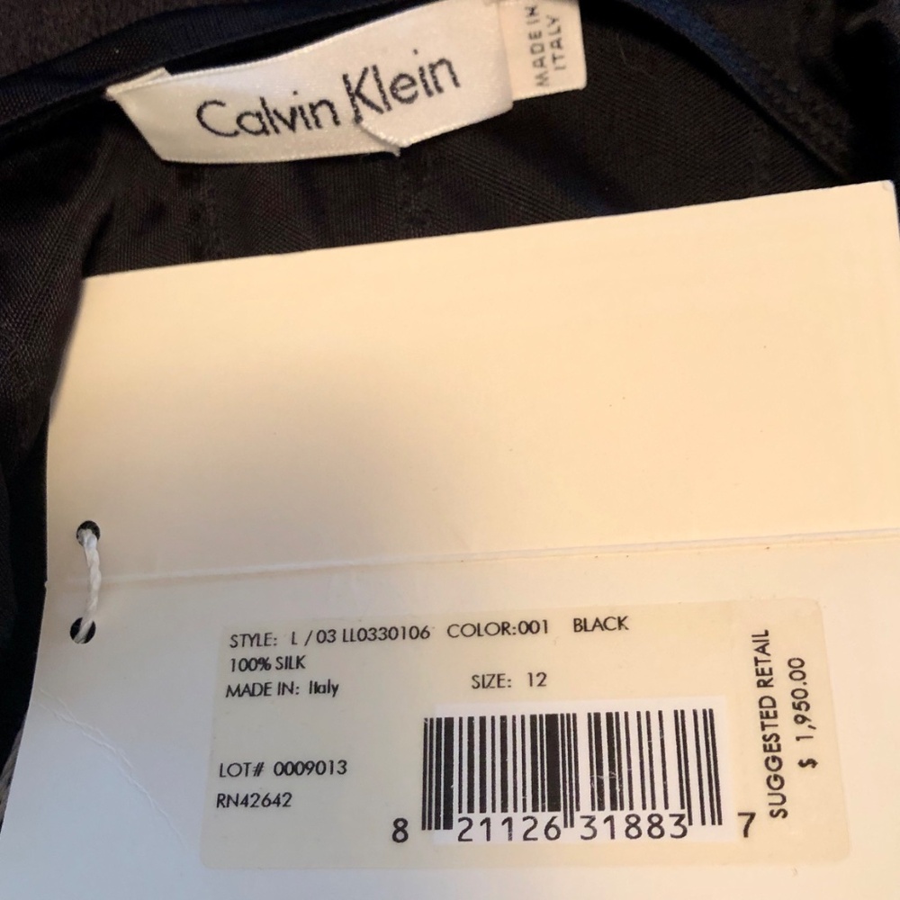 Vintage Calvin Klein Black Silk Slip Dress | Made in Italy | Size 12 - Unworn - Picture 8 of 11
